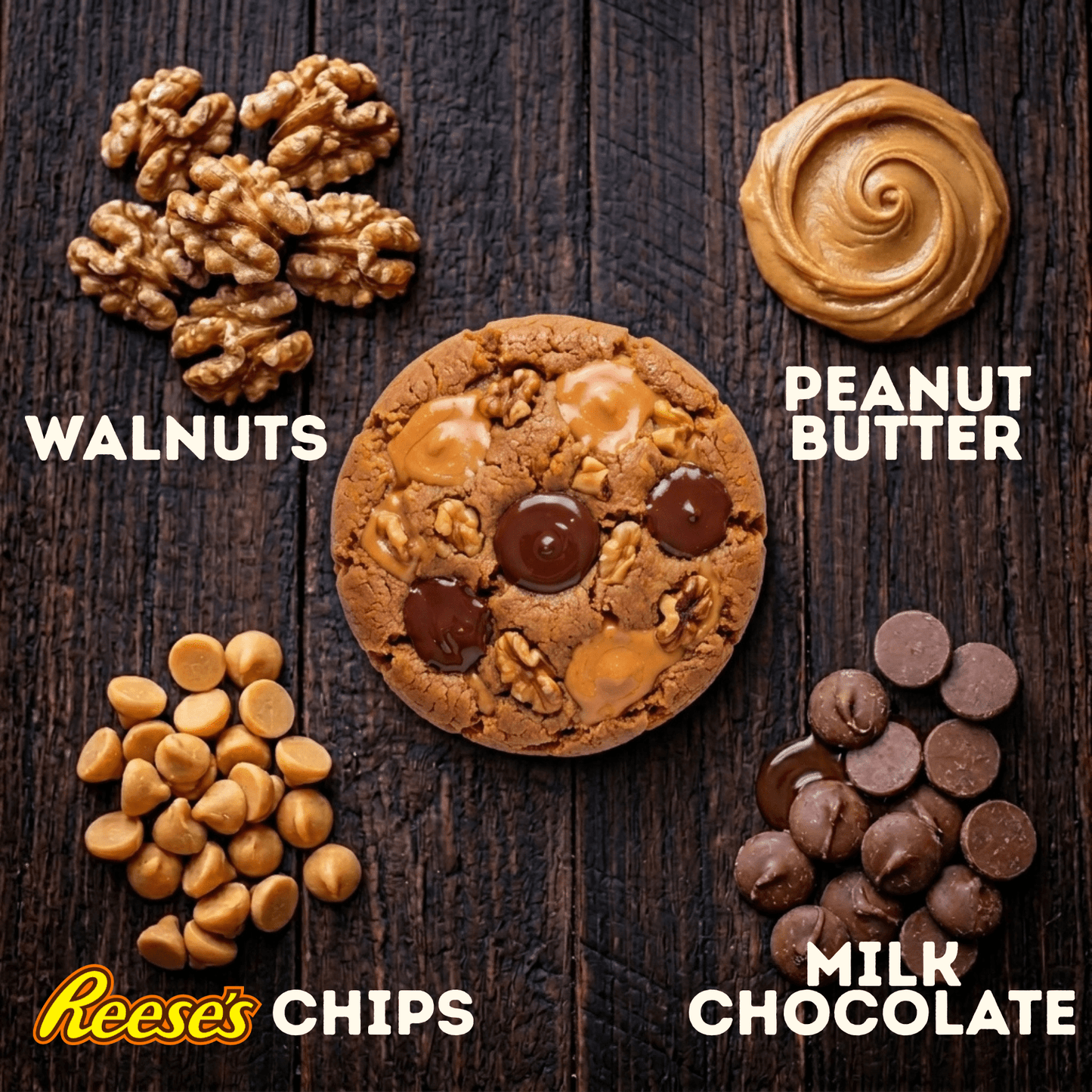 Nutty Professor Reese - Walnut, Peanut butter & Milk Choc (Box of 8) - Airfryer Cookies