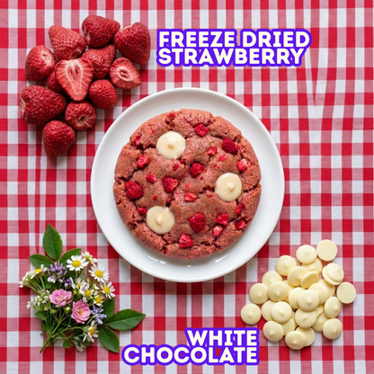 Strawberry Kisses - Strawberry & White chocolate (Box of 8) - Airfryer Cookies